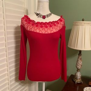 NWOT Boston Proper Lace Off Shoulder Blouse Top